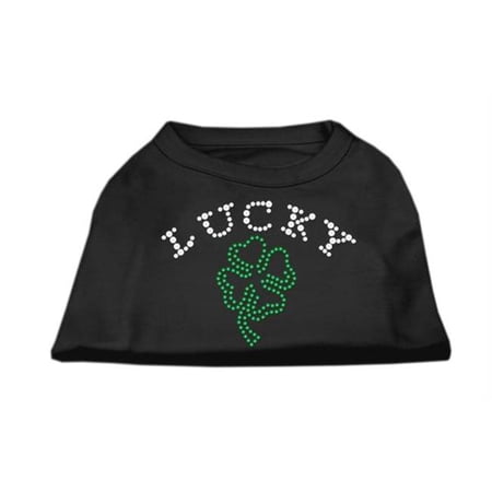 Mirage Pet Products Four Leaf Clover Outline Rhinestone Shirts Black XXL - 18