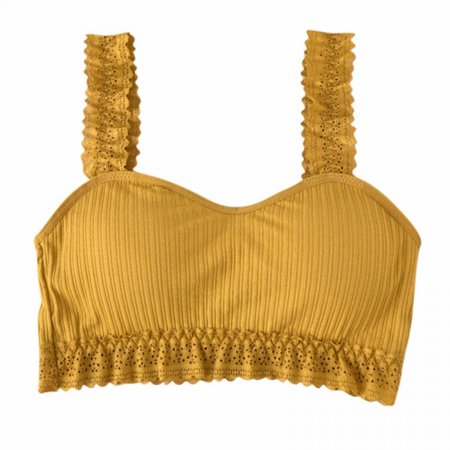 

Baywell Women s Leisure Sports Sleep Lace Tassel Bra Comfort Seamless Stretchy Lace Trim Wirefree Yellow Average