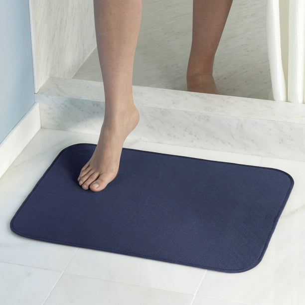 InterDesign iDry Microfiber Shower and Bath Mat, Large, Navy Walmart