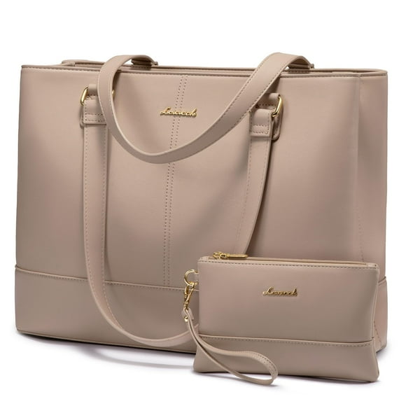 Bolsa de mano para portátil LOVEVOOK para mujer de 15.6 pulgadas, piel impermeable