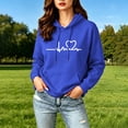 thumbnail image 2 of Jsaierl Women's Cute Heartbeat Graphic Hoodies Sweatshirts with Adjustable Drawstring and Kangaroo Pocket Fashion Casual Tops XS-2XL, 2 of 10