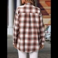 thumbnail image 4 of Camisa Abotonada para Mujer, Camisa A Cuadros, Larga, Solapa, Informal, para Negocios, Trabajo Color Naranja XXL, 4 of 10