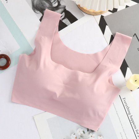 

ALSLIAO Women Seamless Wireless Push Up Sports Bra Bralette Brassiere Yoga Vest Crop Top Pink XL