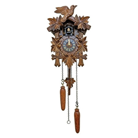 Heads Up Cuckoo Clock - Alpine Style Carved Bird and Leaf Cuckoo Clock