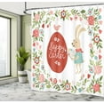 thumbnail image 4 of Ambesonne Easter Shower Curtain, Egg Bunny Bloom Floral Frame, 69"Wx75"L, Red and Coral, 4 of 4