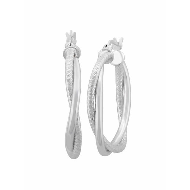 Forever New Sterling Silver Double Twist Hoop Earrings