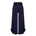 thumbnail image 4 of Aofany Wide Leg Pants for Woman Casual Solid Color Ruffle Elastic Waist Trousers High Waist Loose Fit Beach Pants, 4 of 4