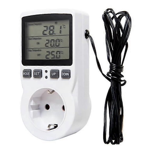 New Models Digital Temperature Controller Power Outlet EU Plug Thermostat With Timer Switch Sensor Probe Heating Cooling