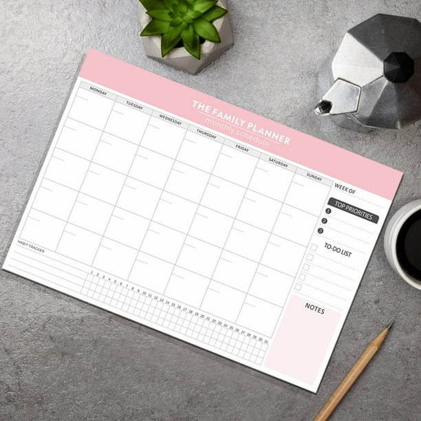 Monthly Planner Notebook | 52 Tearable Pages | Removable Sticky Notes | Sustainable Materials | Efficient Organization | Gentle Adhesive | Versatile Planning Tool | Portable Size