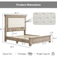 thumbnail image 5 of Merluxy 68.1" H Queen Size Bed Frame with Upholstered Headboard, Solid Wood Mid-Century Platform Bed, Architectural Design, Light Oak, 5 of 7