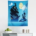 thumbnail image 1 of Vintage Boat Tapestry, Pirate Ship Moonlight Skull Flag Scary Island Dead Bones, Fabric Wall Hanging Decor for Bedroom Living Room Dorm, 5 Sizes, Pale Yellow Azure Blue, by Ambesonne, 1 of 1