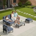 thumbnail image 2 of SERWALL 7-Piece HDPE Outdoor Patio Furniture Set, Modular Conversation Sofa, Weather-Resistant Patio Sofa, Deck, Backyard & Poolside, Grey Frame with Grey Cushions, 2 of 9