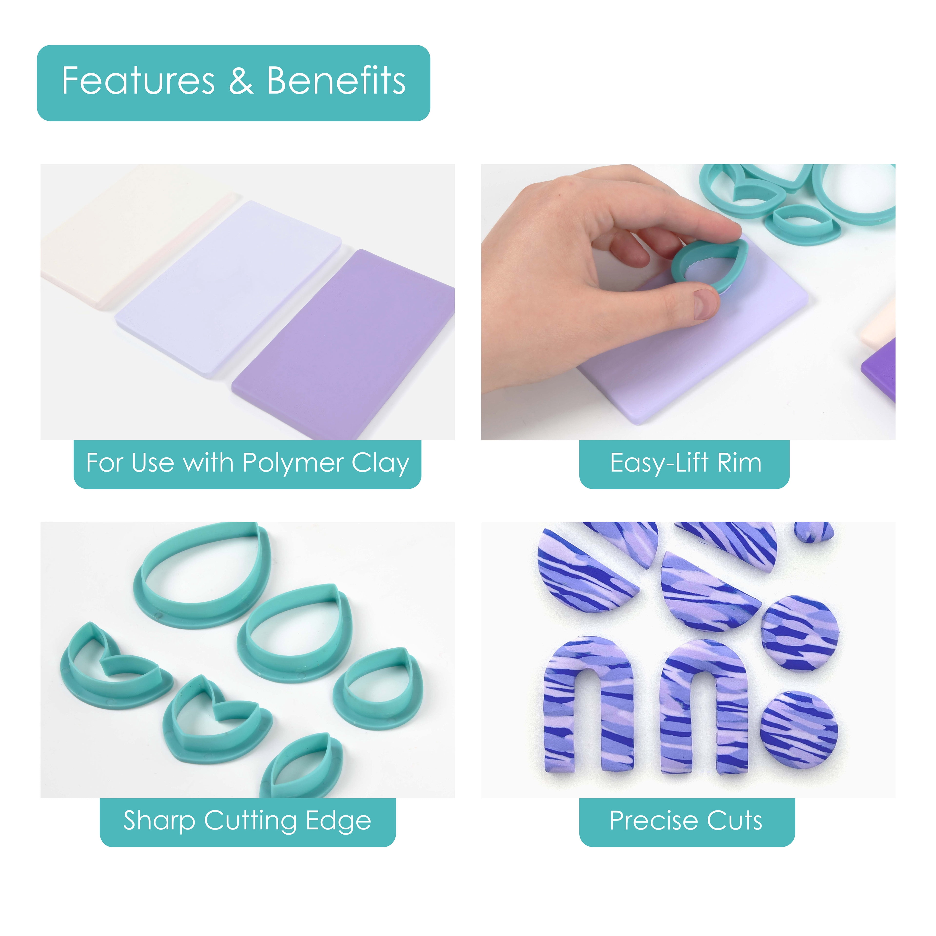 Mini & Memphis Clay Cutter Set by Bead Landing – 204 Assorted Polymer Clay Cutters for DIY Jewelry Making - Bracelets - Earrings - and Pendants
