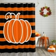 thumbnail image 2 of Shower Curtain 36"W x 72"L Autumn Thanksgiving Simple Pumpkin Stripes Fabric Shower Curtains Set with Hooks Water Repellent Bathroom Curtains Machine Washable Bathroom Accessories, 2 of 6