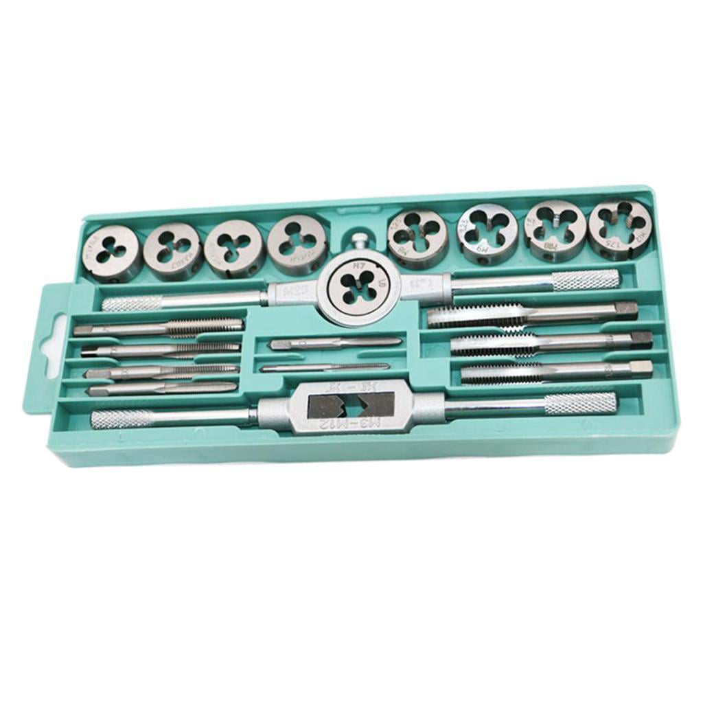 20Pcs Metric Tap and Die Set Alloy Screw Screwdriver Thread Wrench Hand Tool Kit 