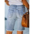 thumbnail image 5 of Blibea USA Flag Print Women's Bermuda Jean Shorts Mid Waist Denim Bermuda Shorts Sky Blue 8, 5 of 5