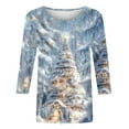 thumbnail image 6 of Weiqiqre Women's Tops, Tees & Blouses 3/4 Length Sleeve Crew Neck Blouses Dressy Casual Summer T Shirts Loose Fit Chirstmas Clothes, 6 of 6