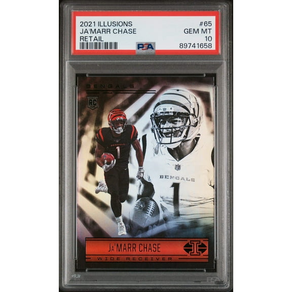 Graded 2021 Panini Illusions Ja'Marr Chase #65 Retail Rookie RC Football Card PSA 10 Gem Mint