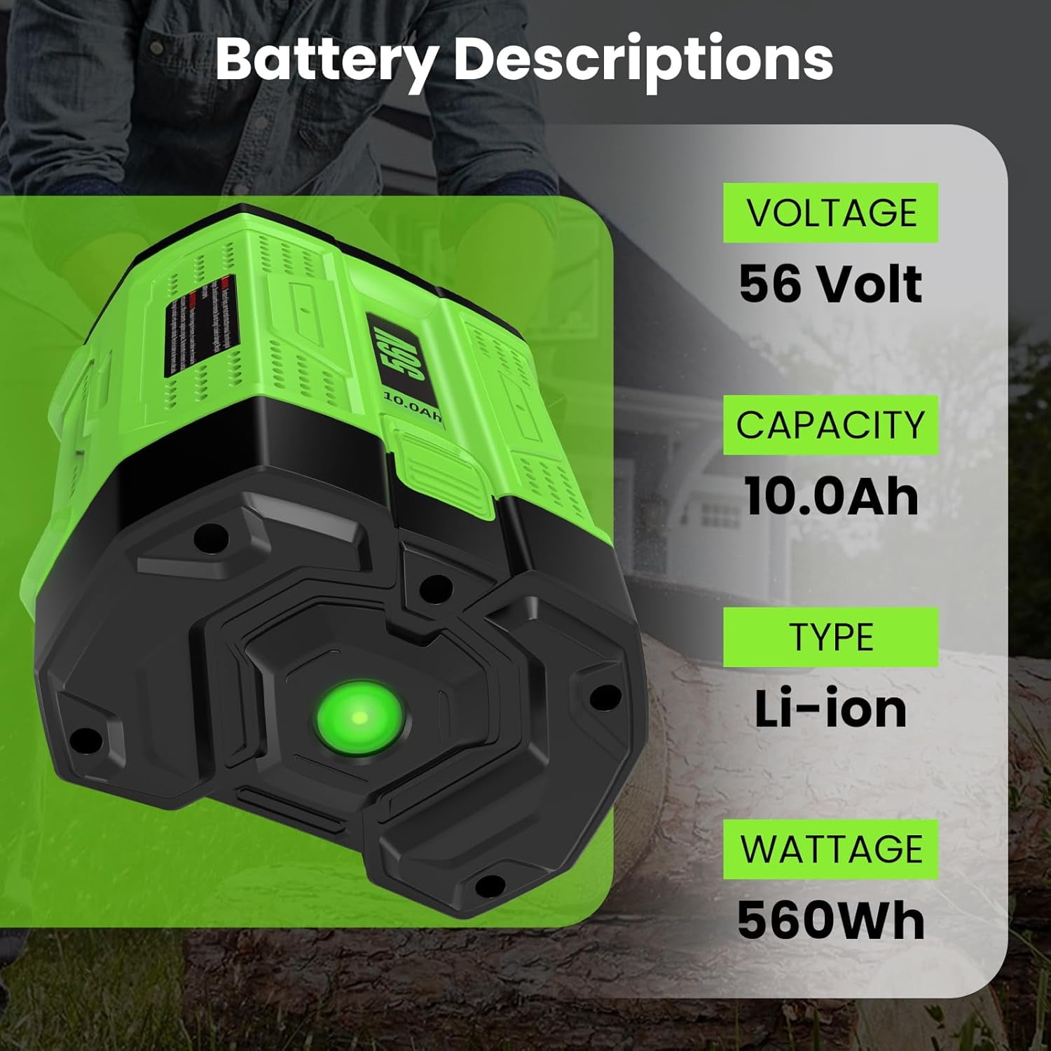 10.0Ah BA2800 Replacement for EGO Battery Compatible with EGO 56V BA2800T BA4200T BA5600T BA4200 BA1400 BA2800