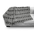 thumbnail image 3 of Tribal Soft Flannel Fleece Throw Blanket, Black and White Hand-drawn Tribal Sketched Mexican Aztec and Zigzags, Cozy Plush for Indoor and Outdoor Use, 50" x 60", Black and White, by Ambesonne, 3 of 6