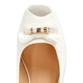 thumbnail image 4 of Victoria K Bow With Rhinestones and Gold Embellishment Open Toe Wedge Flats (Women), 4 of 6