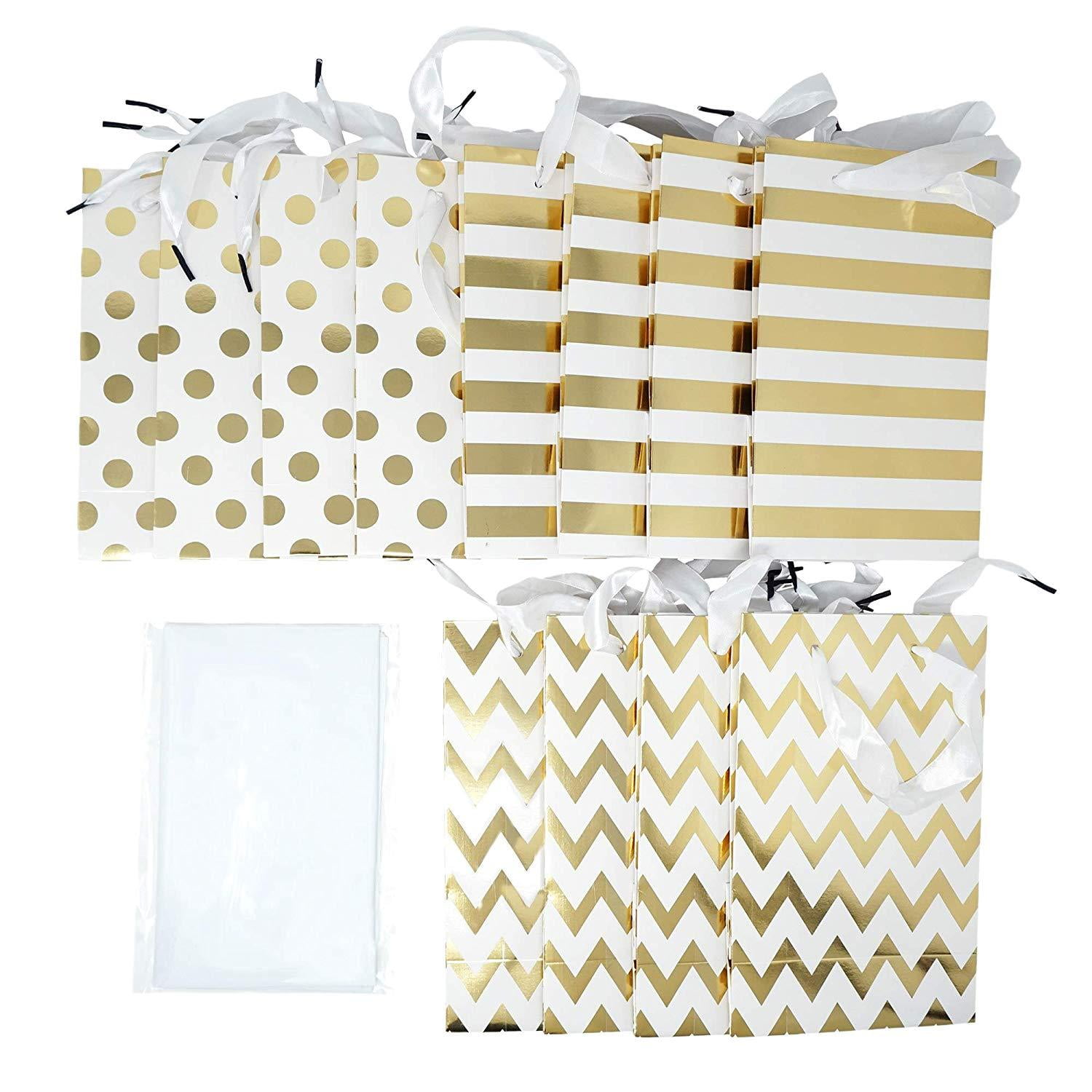 XXL Gold Foil Diagonal Pinstripe Gift Bag (10x13x5) - JAM Paper