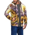 thumbnail image 2 of Kdxio Daisy Sunflower Lazy Cat Print Men Hoodies Casual Hoodies for Men with Zip Pockets Full Zip Long Sleeve Sweatshirt Sports Hooded Jacket-Medium, 2 of 5