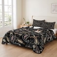 thumbnail image 2 of Queen Quilt Set 90''x96'', Boho Black Floral Lightweight Bedspread Coverlet with 2 Pillow Shams, Farmhouse Botanical Vintage Paisley Flower Breathable All Season Quilt Bedding for Bedroom/Guest Room, 2 of 9