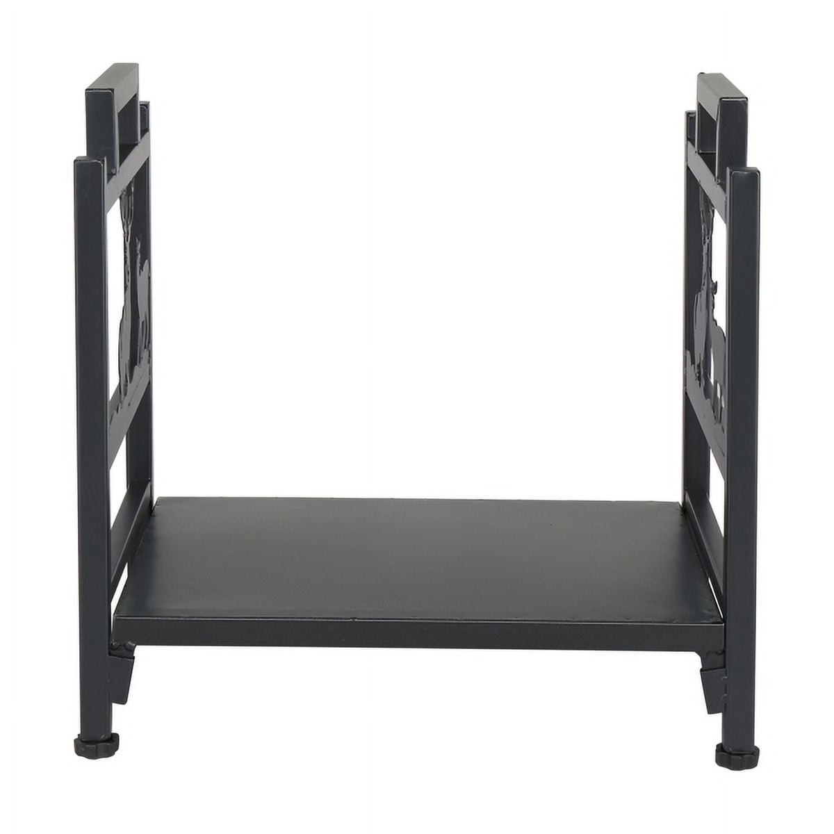 Single Layer Firewood Holder Weatherproof Firewood Rack with Tool Hooks, Indoor/Outdoor Use, Black