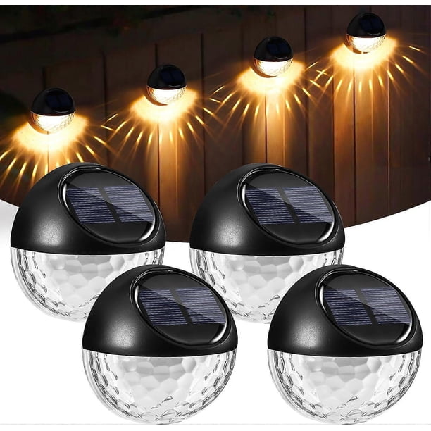 Solar Outdoor Wall Lights, 4 Pack Solar Lamp Outdoor Garden, Warm White Outdoor Led Wall Light, IP65 Waterproof Decorative Wall Lighting Light for Gar