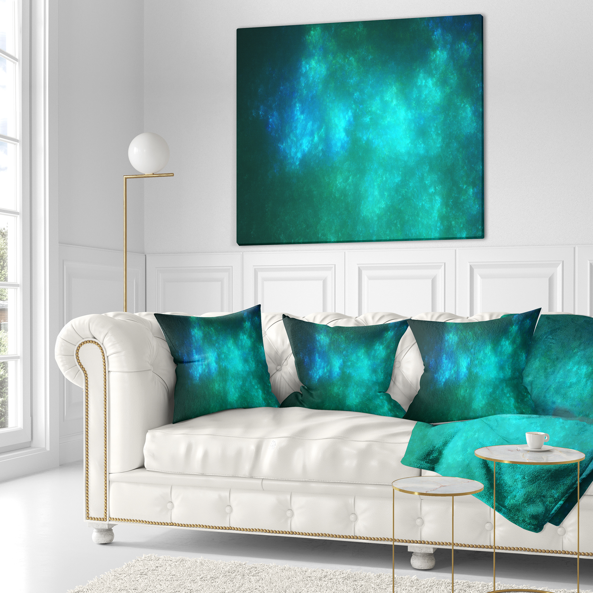 Designart Blue Starry Fractal Sky - Abstract Throw Pillow - 16x16