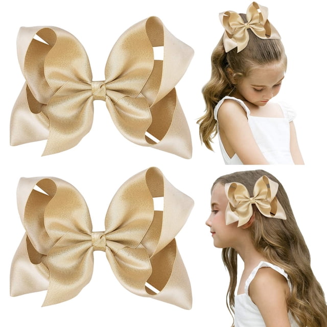 2 lazos para el pelo de 6.0 in, grandes, hechos a mano, con purpurina brillante, pinzas de cocodrilo, accesorios para el pelo para niñas pequeñas, adolescentes, niños, juego de 2