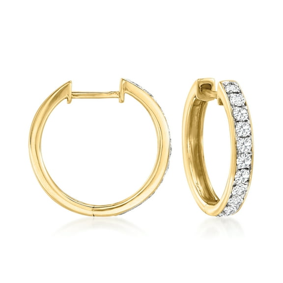 Ross-Simons 0.50 ct. t.w. Diamond Hoop Earrings in 14kt Yellow Gold, Women's, Adult