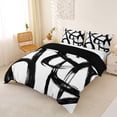 thumbnail image 2 of Homewish Abstract Spiral Duvet Cover Queen,Contemporary Artwork Queen Bedding,Black White,Black Reversible,3pcs,1 Duvet Cover and 2 Pillowcases, 2 of 6