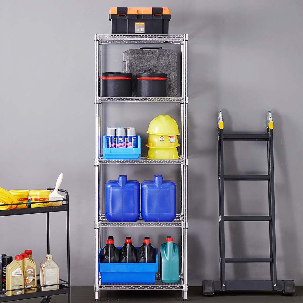 5 tier commercial chrome shelving unit 18x24x72in