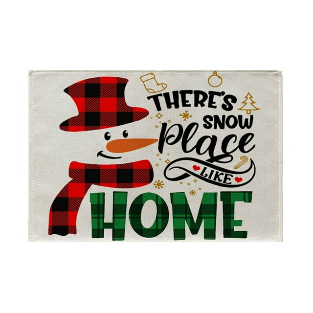 Dsscvnef Christmas Norse Style Placemat English Letter Design Heat Insulation Linen Table Mat for Western Restaurant Dining