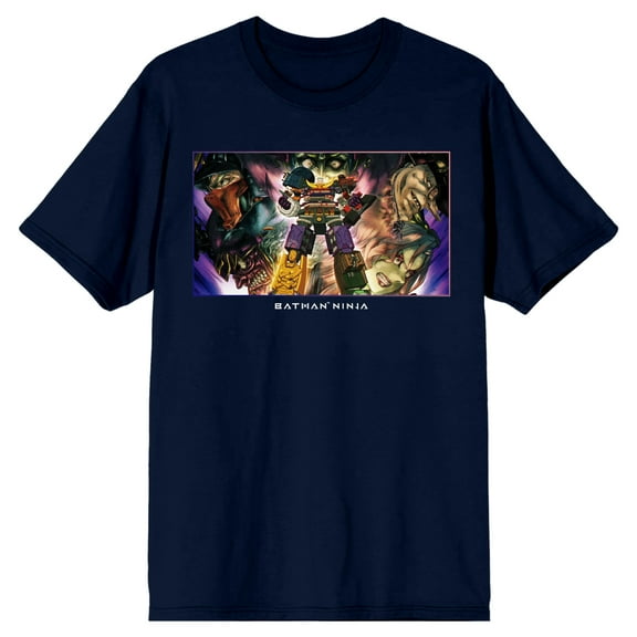 Batman Ninja Characters Men's Navy Blue Graphic Tee-Small