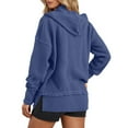 thumbnail image 3 of Arlun Womens Fashion 2025 Oversized Long Sleeve Hoodies Button up V-Neck Hooded Sweatshirts Trendy Side Slit Solid Color Casual Ribbing Pullover Tops Navy XXL, 3 of 7