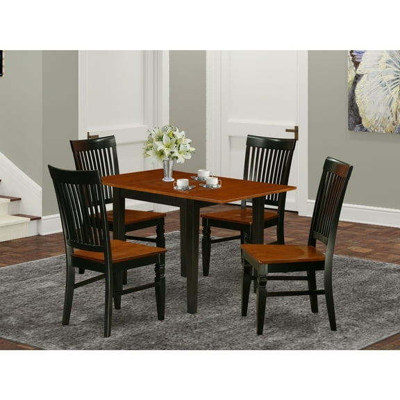 Boho Kitchen Dining Set - 5 Piece Table & Chair Set - Modern Farmhouse Style - Black Cherry Finish