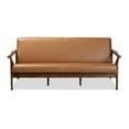 thumbnail image 3 of Baxton Studio Bianca Mid-Century Modern Walnut Brown Finished Wood and Tan Faux Leather Effect Sofa, 3 of 7