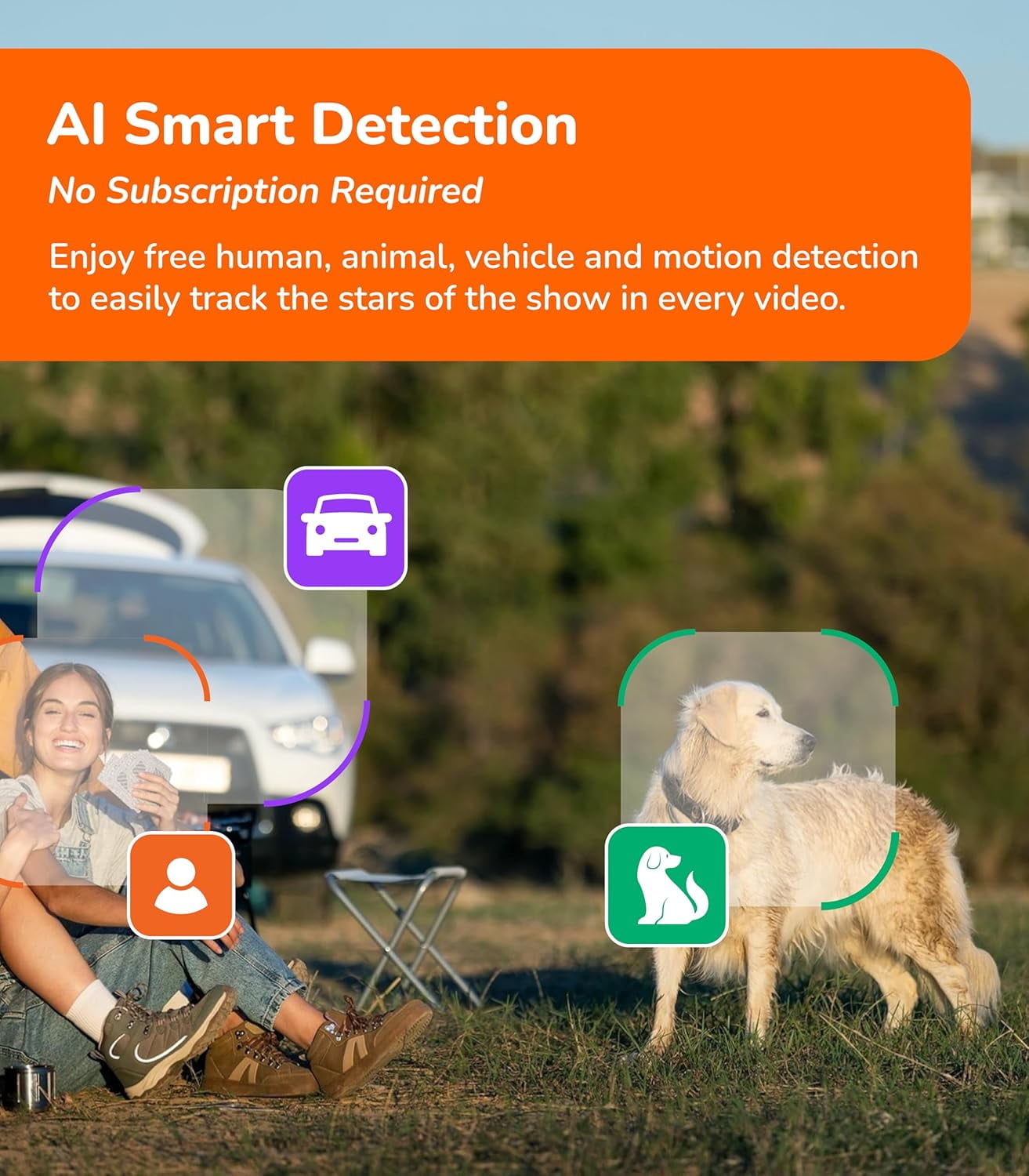 SensForge 2.5K Solar Powered Outdoor Battery Camera, Dual-Band WiFi, Free AI Human & Pet Detection, 2-Day Cloud + 32GB SD Storage, Spotlight Night Vision, Magnetic Mount, Optional AI + Storage Upgra