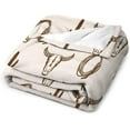 thumbnail image 2 of Western Bull Skull Blanket Bohemian Brown Cactus Longhorn Cow Skull Country Farmhouse Soft Cozy Lightweight Throw Blanket for Boys Men Bedroom Living Room Dorm Chair Sofa Travel40x50in, 2 of 5