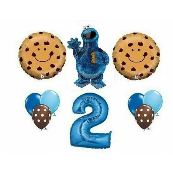 12 PC COOKIE MONSTER 2ND BIRTHDAY Party BaLlOoNs sesame street FREE SHIPPING