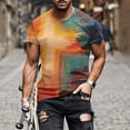 thumbnail image 2 of Mens T Shirts Plus Size Pack Men's Street Trendy Casual Cross Print Crew Neck Short Sleeve Shirts for Men Fashion Summer Tops Clearance on Sales(White,5XL), 2 of 5