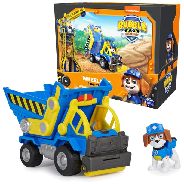 Camión volquete de juguete Rubble & Crew Wheeler con figura de acción 3+