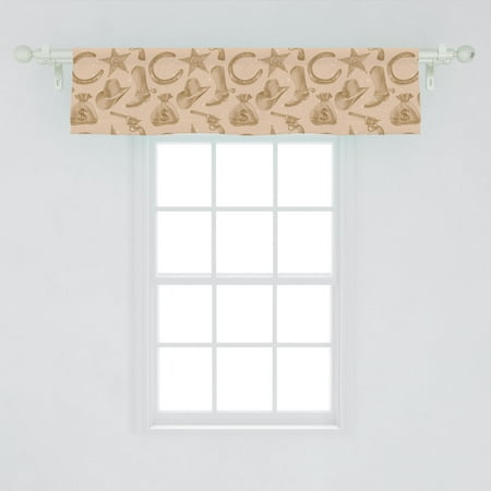 Western Window Valance Engraving Style Star Boot And Money