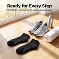 thumbnail image 7 of 10 Pairs Unisex Black Thin Cotton Mini Crew Ankle Socks, One Size Elastic Arch Support Athletic Socks, Reinforced Toe Heel Casual Gym Running All Season Socks, 7 of 7