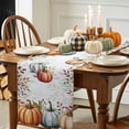 thumbnail image 3 of ERUNPONLY Vintage Fall Table Runner - 70 Inch Long Orange Blue Pumpkins Thanksgiving Maple Leaf Cotton Linen Blended Dress Scarves Farmhouse Table Runner for Kitchen Dining, Coffee Table, 13" x 70", 3 of 8