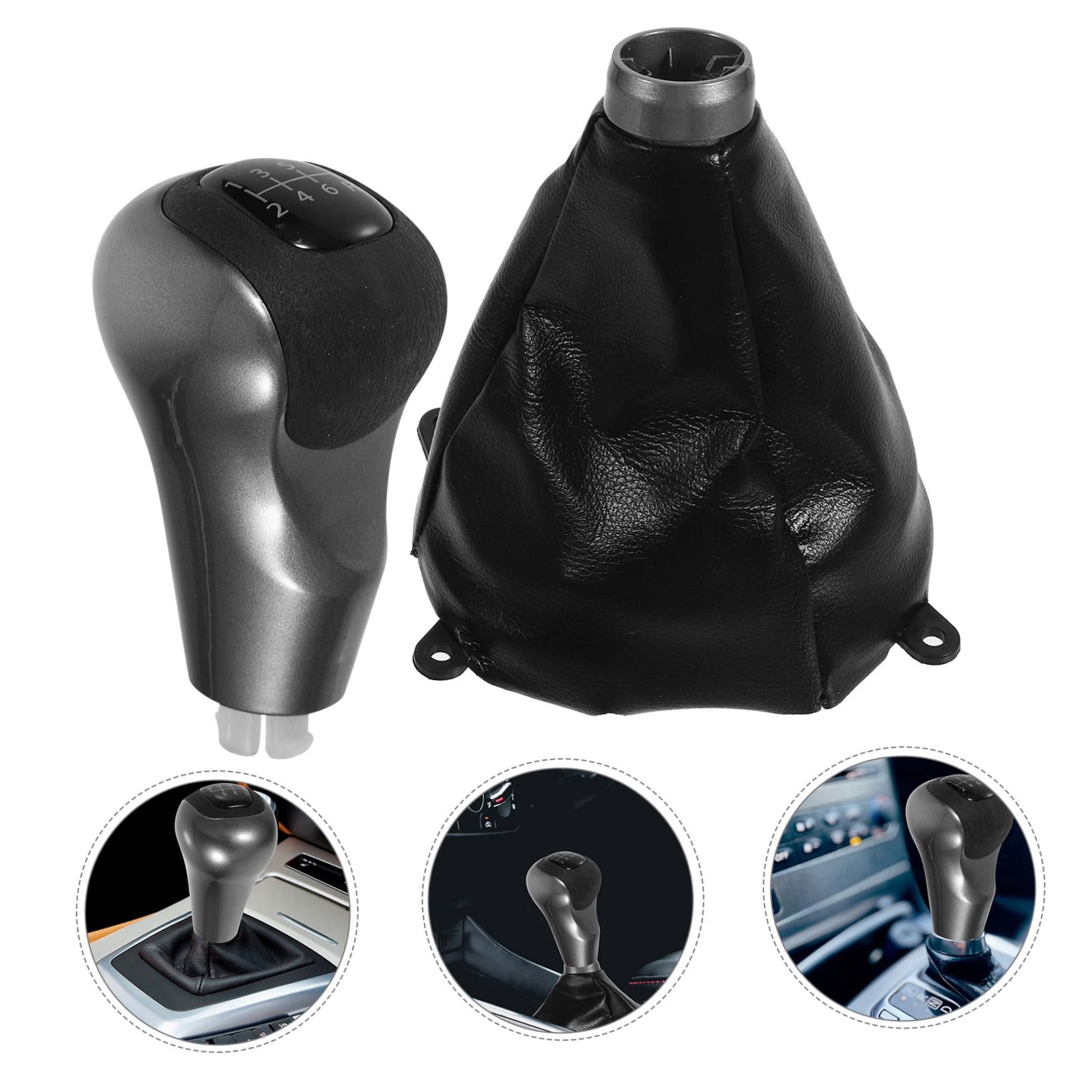 LOLIPPYY Black Car Gear Shift Knob with Dust Cover Set, Material, Easy to Install, Universal Fit for Most Vehicles