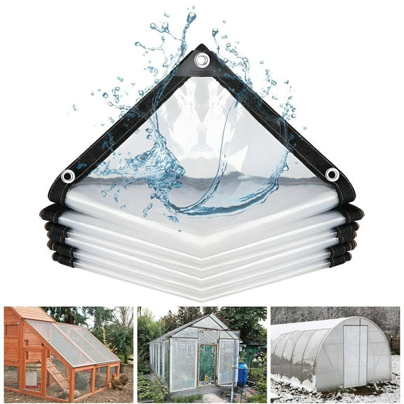 Clear Tarp Heavy Duty Waterproof, 4x6 FT Transparent Tarpaulin with Grommets, Outdoor Plastic Tarp Cover for Patio Enclosure Greenhouse Chicken Coop Garden Roof Plant Shelter